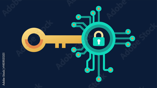 Digital Key Create an image of a stylized digital key made of qubit symbols highlighting its role in secure communication.