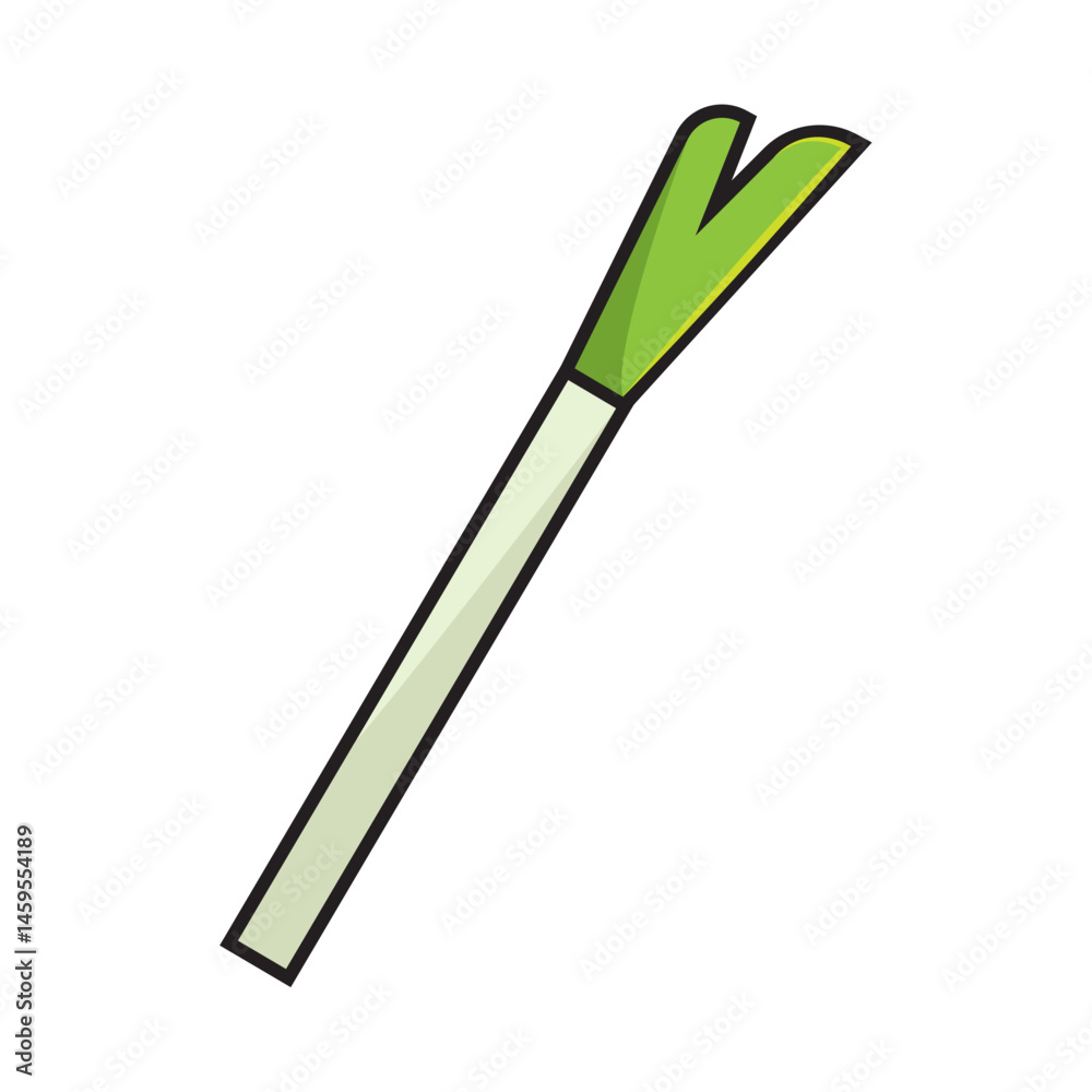 Fototapeta premium Cartoon Green Leek Icon. Vector