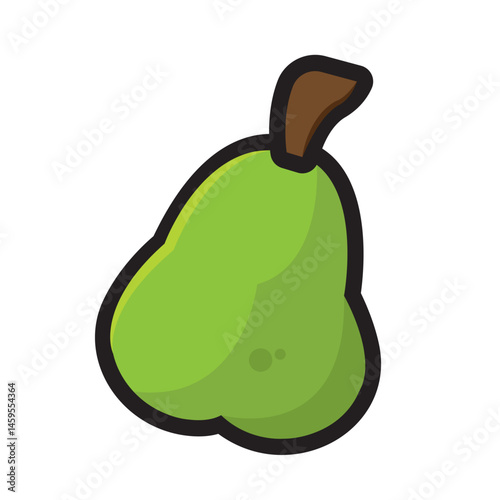 Green pear cartoon style. Vector