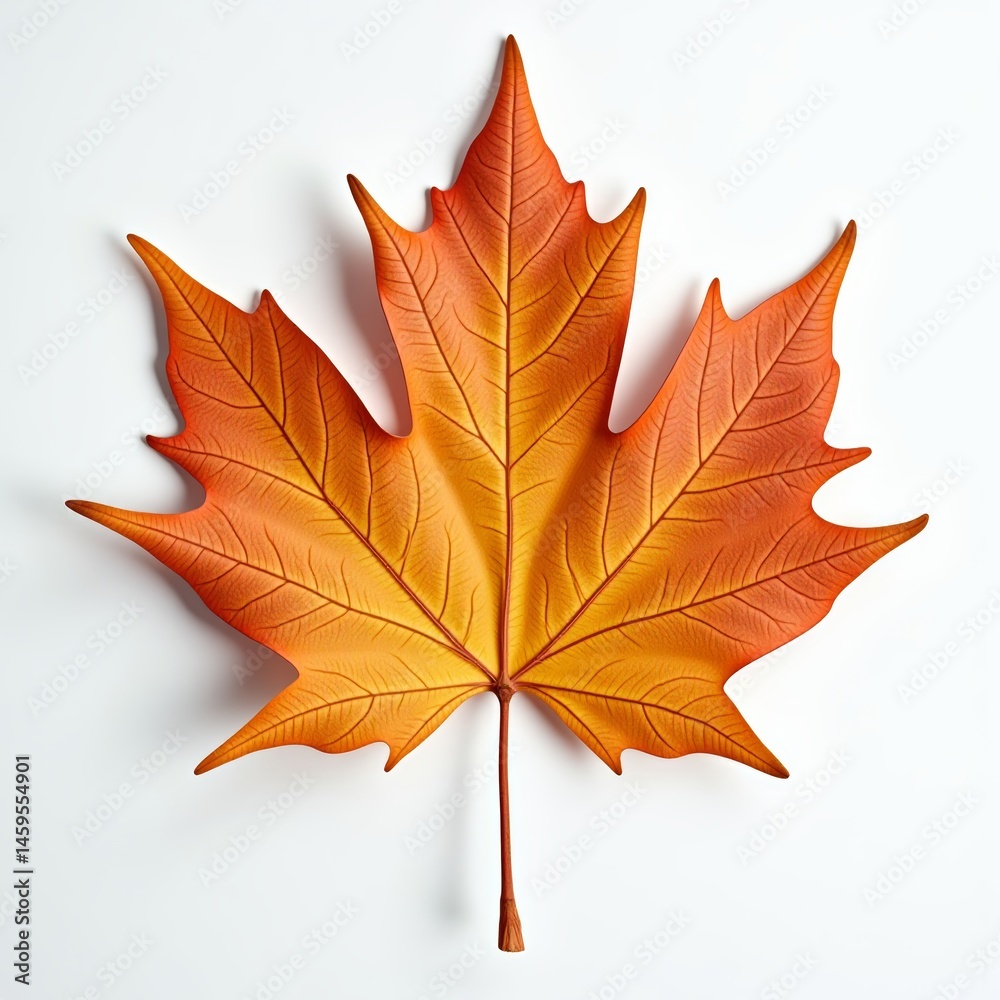 Obraz premium Orange maple leaf on white background