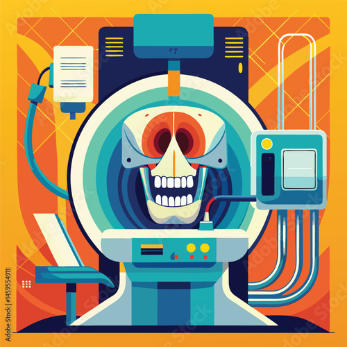 Flat Vector of Dental Radiology Equipment – Medical Diagnostic Concept
