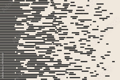 Scattered pixels, dissolve. Pixel gradient halftone. Speed ​​pattern. Tech abstract vector background. Abstract random rectangles background. 