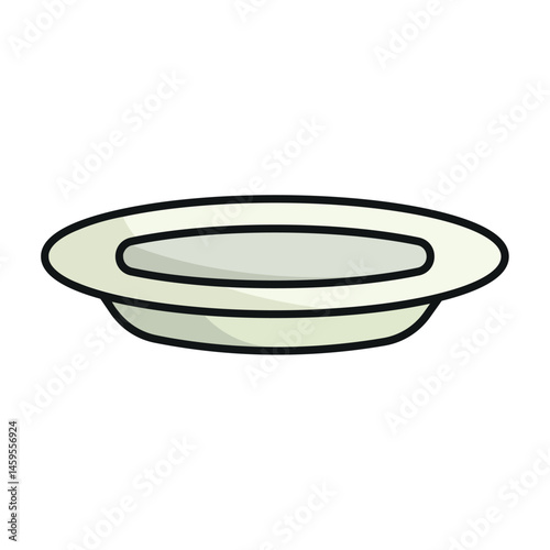 Empty plate with rim. Vector