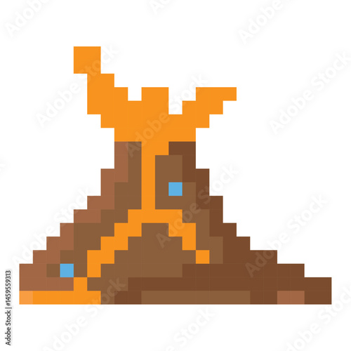 Volcano erupting lava flow. Vector
