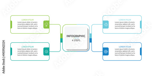 Business infographic template. 4 Step timeline journey. Process diagram, Infographic elements vector illustration.