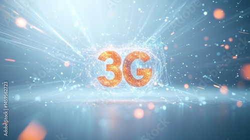 Glowing 3G network symbol in digital space.
