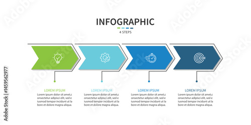 Business infographic template. 4 Step timeline journey. Process diagram, Infographic elements vector illustration