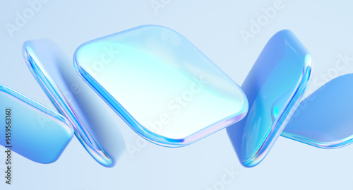 Glossy shapes with colorful reflections. 3d rendering illustration.