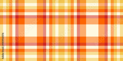 Vibrant autumnal plaid pattern in warm orange and cream hues.  Perfect for textile design, fallthemed projects, or adding a touch of rustic charm to your designs.