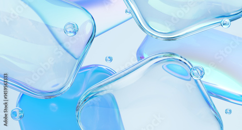 Glossy shapes with colorful reflections. 3d rendering illustration.