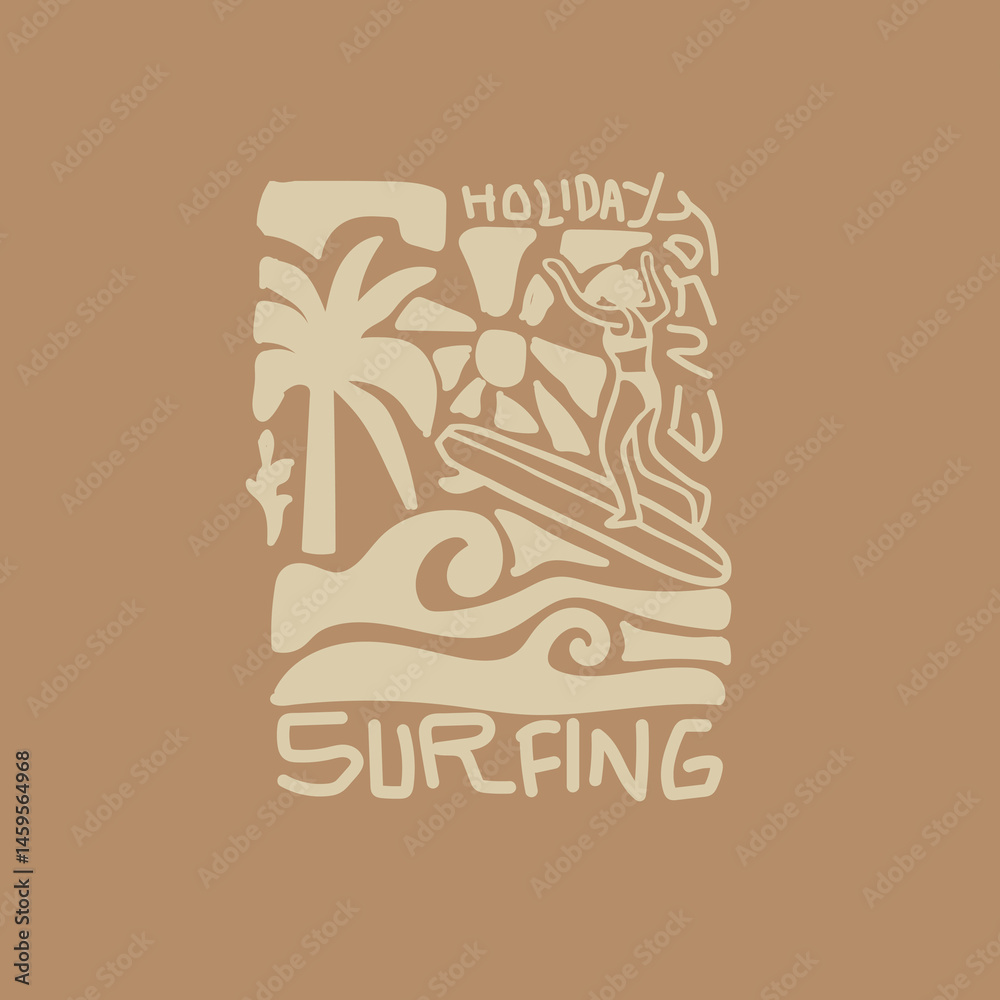 abstract minimal Surfing Holiday Enjoy vector graphic