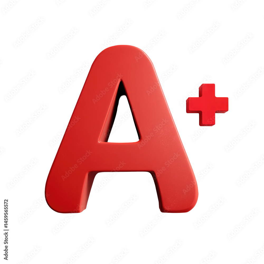Obraz premium Red Letter And Plus Sign Are Shown On isolated on a transparent background