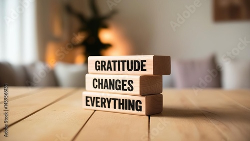 Three wooden blocks with the words 