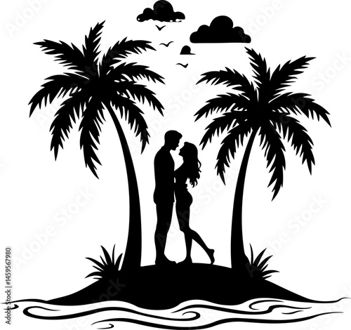 "Summer Vacation Silhouette Icon Set – Beach and Holiday Elements"