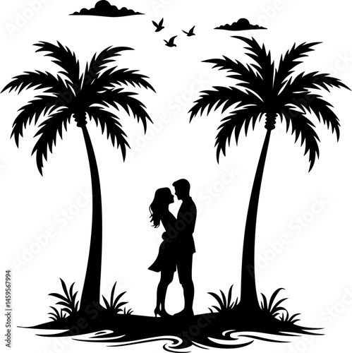 "Summer Vacation Silhouette Icon Set – Beach and Holiday Elements"