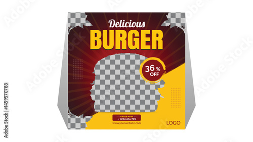 Delicious burger social media banner for advertising flyer colorful vector file 