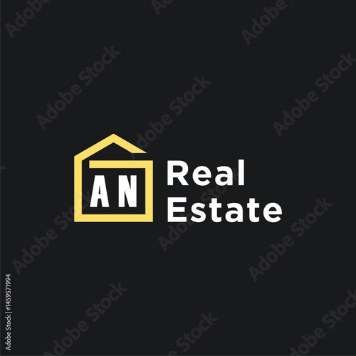 AN initials minimalist creative real estate logo vector
