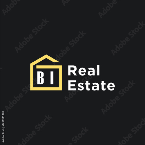 BI initials minimalist creative real estate logo vector