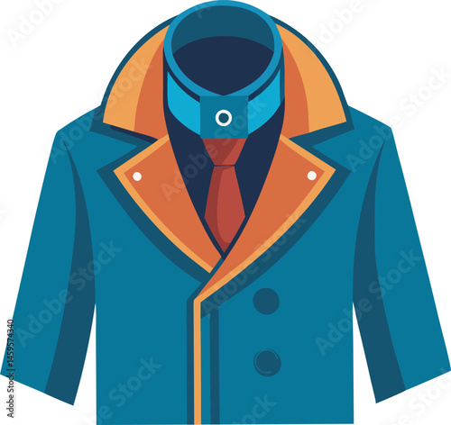 A stylish peacoat vector art illustration showcasing a classic double-breasted design, perfect for fashion projects, advertisements, and seasonal promotions.