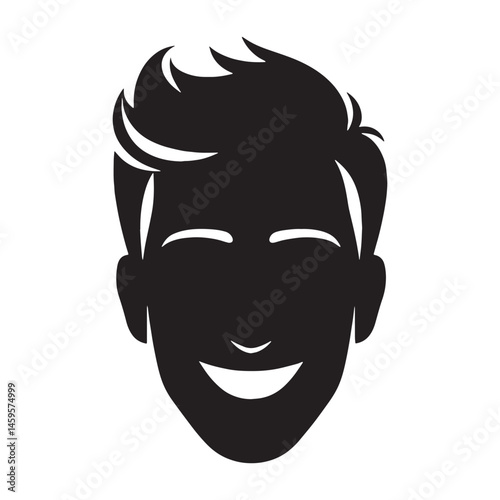 Upbeat Happy Face silhouette, full of smiles – Happy Face illustration – Minimalist Happy Face vector – Happy Silhouette

