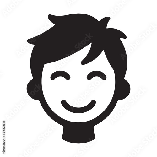 Exuberant Happy Face silhouette, smiles and happiness – Happy Face illustration – Minimalist Happy Face vector – Happy Silhouette

