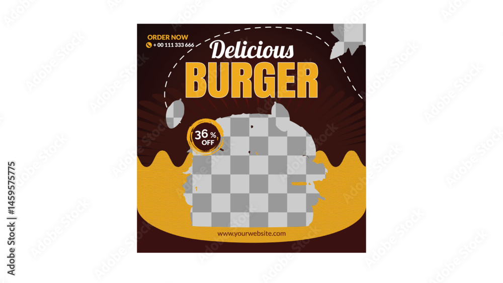 Obraz premium Delicious burger social media banner for advertising flyer colorful vector file