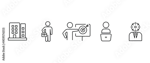 Simple set of Direction icons in line style, Icon set of Bussiness. Line icon of mentoring Containing Office, employement, Applicant, worker and headhunter.  Editable stroke