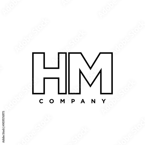 Letter H and M, HM logo design template. Minimal monogram initial based logotype.