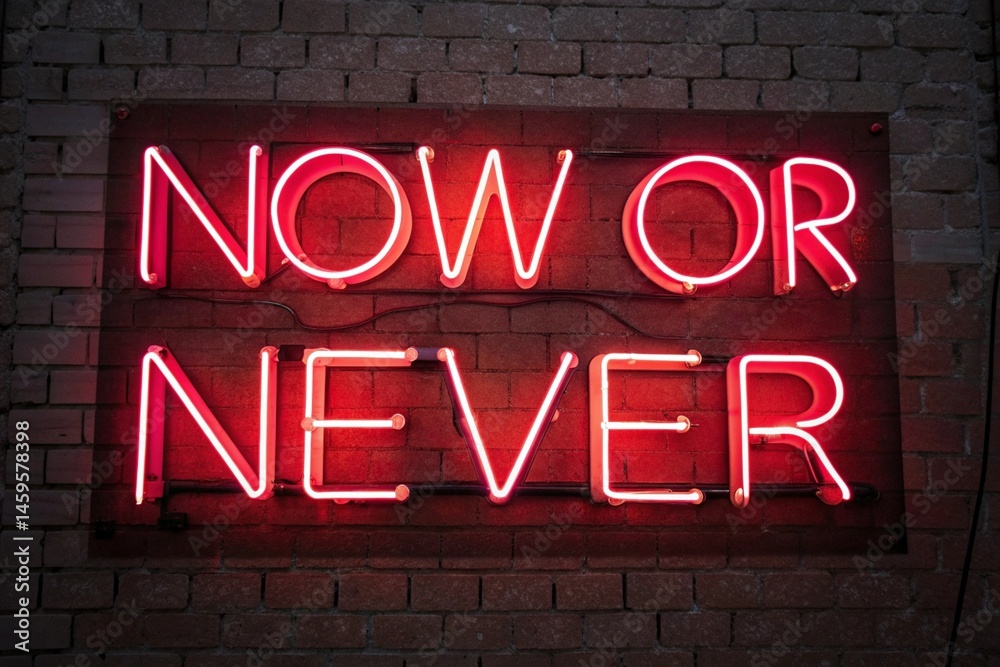 Now or never in Red Neon Sign text effect - generated by ai Now or never in Red Neon Sign text effect - generated by ai