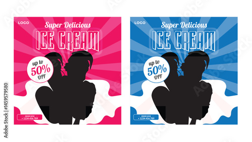 Delicious ice cream social media banner for advertising poster colorful vector file 