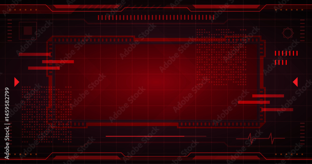 Obraz premium Futuristic digital display, featuring a complex and sleek design in shades of red, perfect for various tech-related concepts and presentations.