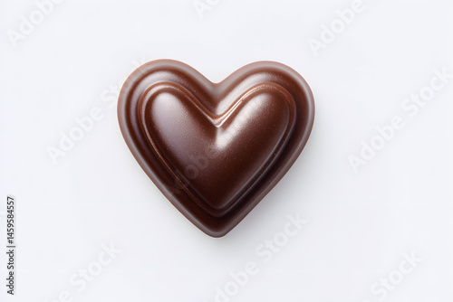 Heart-Shaped Chocolate: A single, dark chocolate heart rests on a surface. The smooth, glossy texture and deep brown color evoke feelings of love and indulgence.
