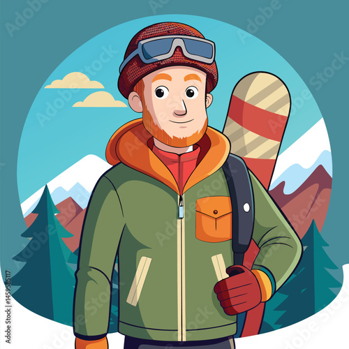Adult Man in Winter Clothing Holding Snowboard – Winter Sports Lifestyle
