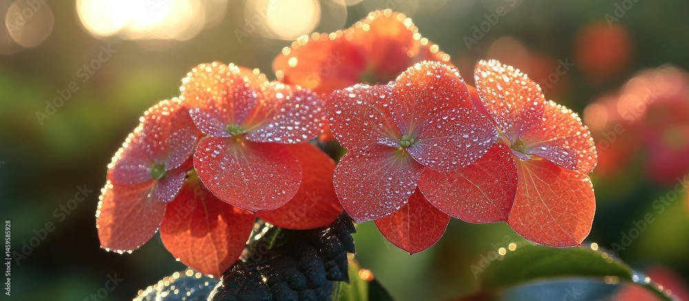 Dew-kissed Coral Hydrangeas Dew-kissed Coral Hydrangeas