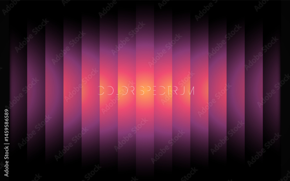 Gradient lines. Colorful blurred glass. Vertical fractal lines. Glowing abstract bars in pink, orange and purple tones. Futuristic neon shapes for abstract art or music visuals. Vector Illustration.