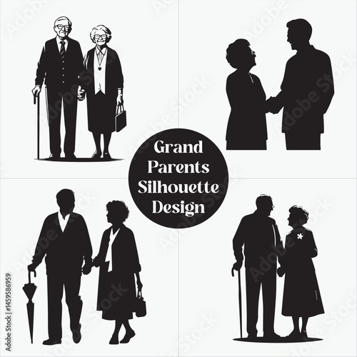 Grandparents Silhouette Design Clipart