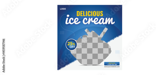 Delicious ice cream social media banner for advertising poster colorful vector file 