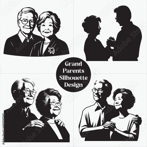 Grandparents Silhouette Design Clipart