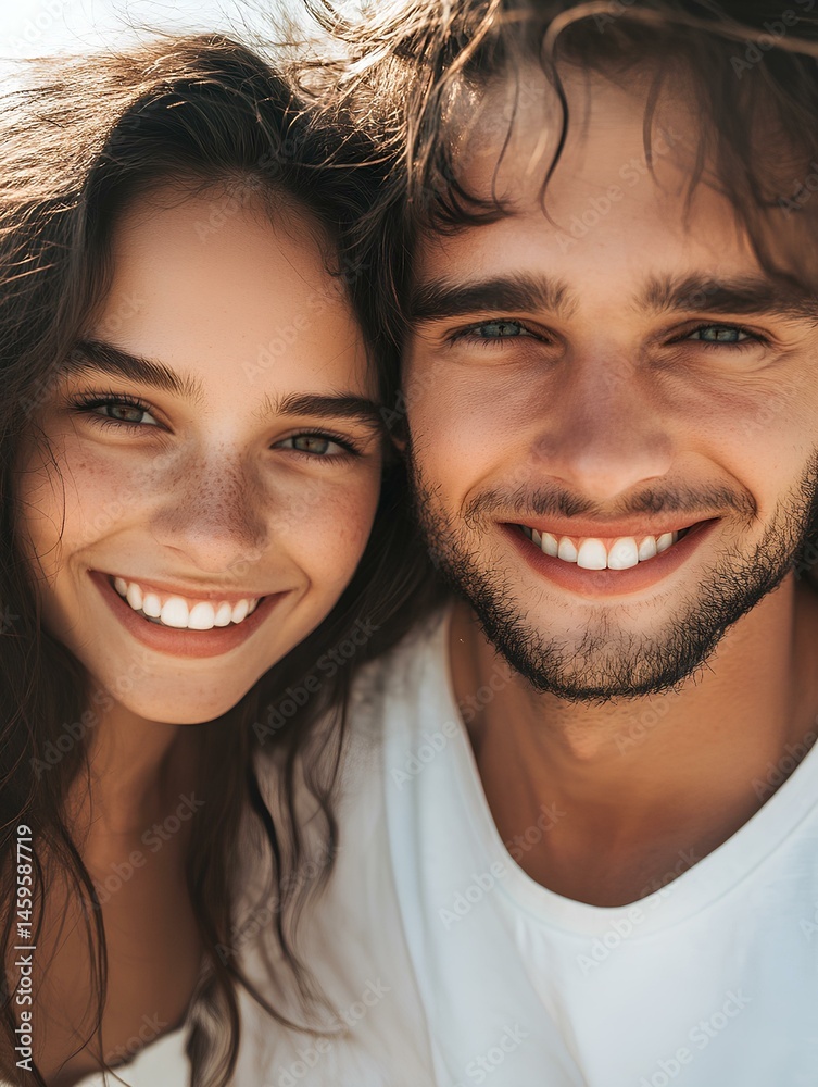 Capture the joy of youth with this vibrant close-up of a happy couple. Their genuine smiles radiate love and connection, making it perfect for projects celebrating relationships and positivity. Capture the joy of youth with this vibrant close-up of a happy couple. Their genuine smiles radiate love and connection, making it perfect for projects celebrating relationships and positivity.