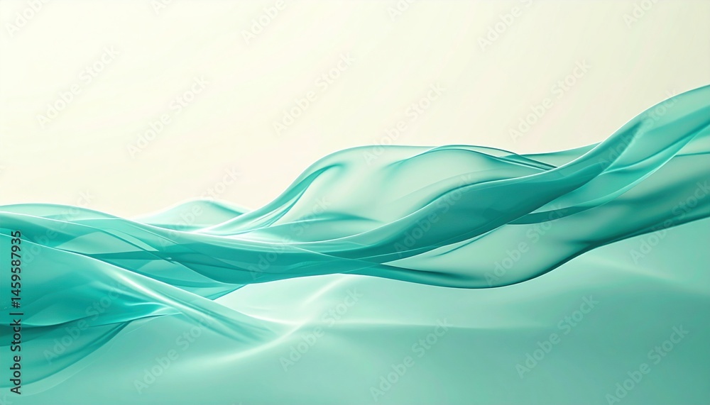 Fototapeta premium Flowing aqua waves serene ocean environment abstract visual art tranquil scene soft light nature concept