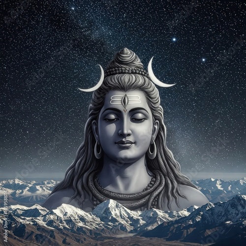 Mahadev Shivji Bholenath Shankar Neelkanth Adiyogi | 4K HD Mahashivratri Shivratri Wallpaper background picture | Lord Shiva meditation on Mount Kailash under starlit sky
