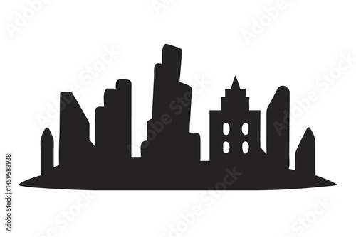 City Silhouette Illustration for Urban Art, Skyline Graphic, Metropolitan Design Sketch
