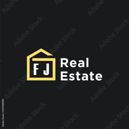 FJ initials minimalist creative real estate logo vector photo