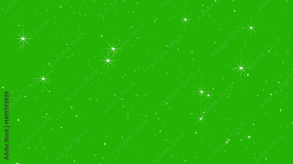 Glitter sparkle animated green screen. White shining dust light. Bokeh light particles