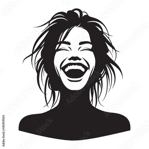 Energetic Laughing Face silhouette, filled with mirth – Laughing Face illustration – Minimalist Laughing Face vector – Laughing Silhouette

