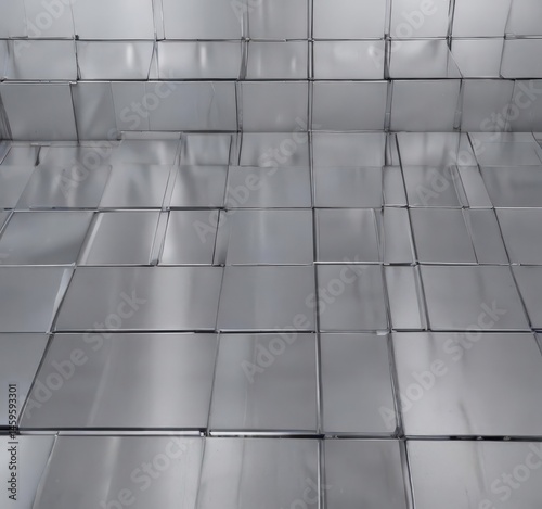 Reflective silver grid, sleek architectural surface,  lines,  modern