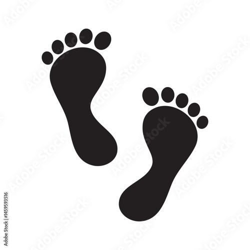 Footprint Silhouette Icon on Black and White