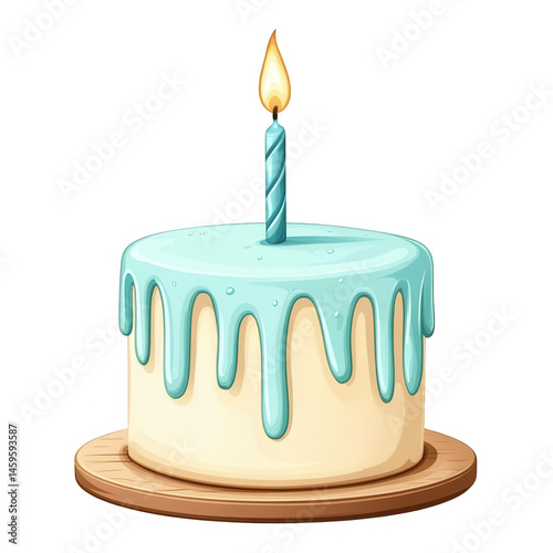 Cake with candle light isolated on transparent background