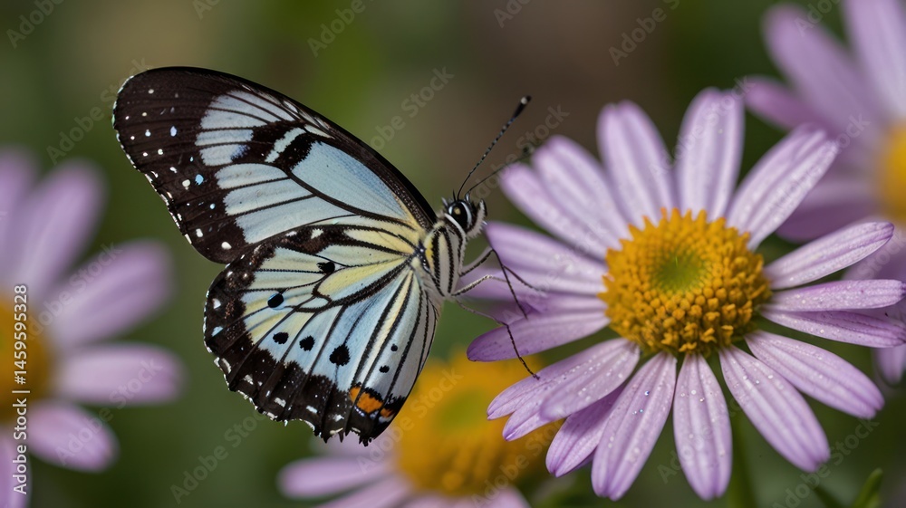Naklejka premium A butterfly rests delicately on a flower