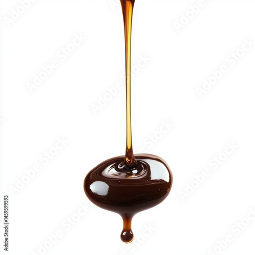 Dark brown liquid pouring and dripping